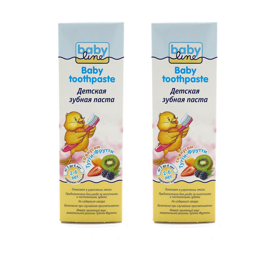 фото Детская зубная паста babyline со вкусом тутти-фрутти, 2x75 мл