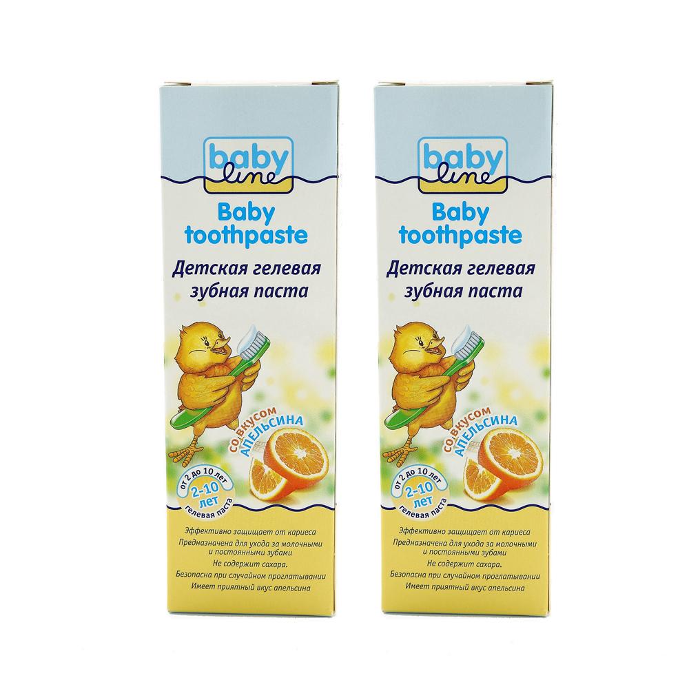 фото Детская зубная паста babyline со вкусом апельсина, 2x75 мл