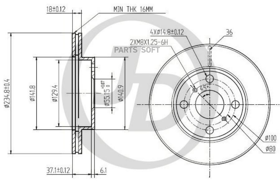 

Тормозный колодки JUST DRIVE передний 235x18 мм 4 отверстия JBD0057