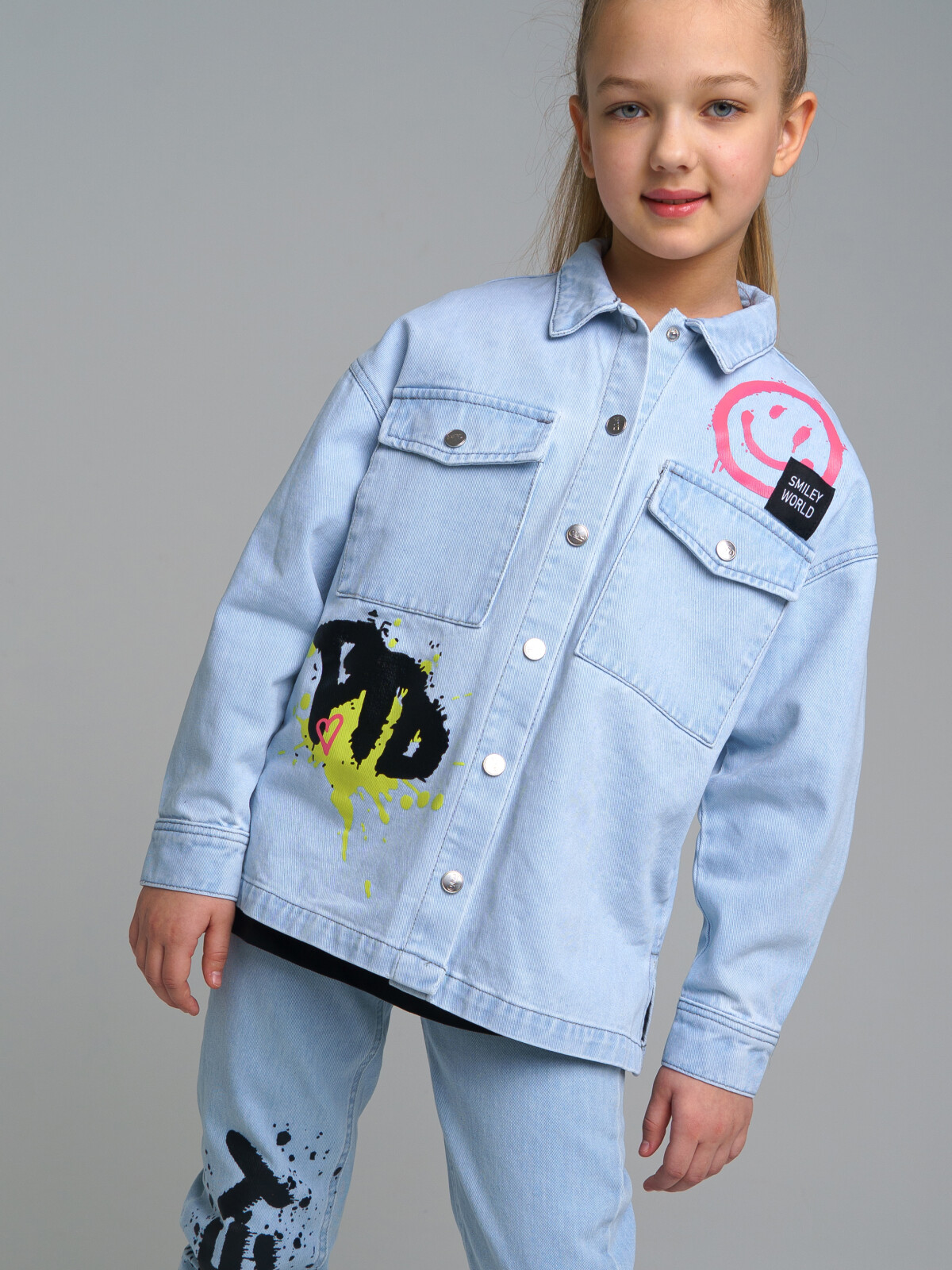 Куртка джинсовая детская PlayToday Tween 12321160, голубой, 164