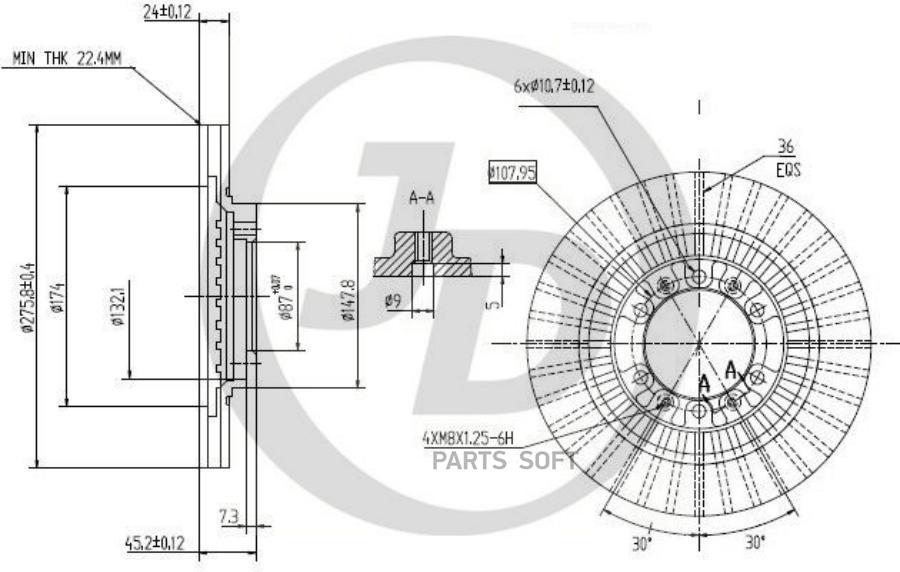 

Тормозный колодки JUST DRIVE передний 276x24 мм 6 отверстий JBD0076