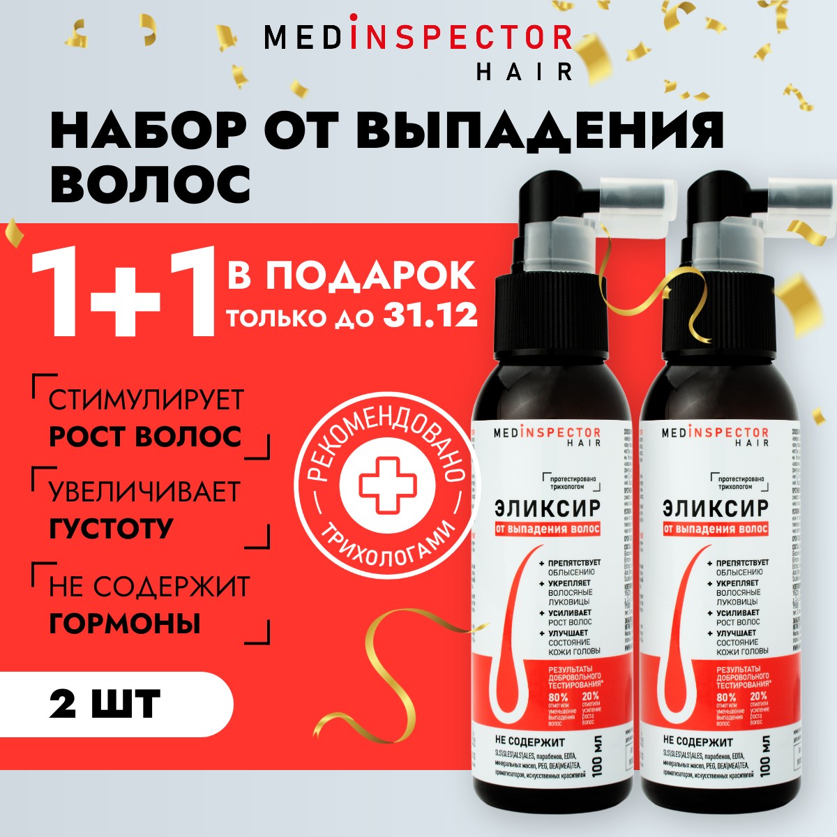 Набор Эликсир от выпадения волос Medinspector 100мл 2 шт