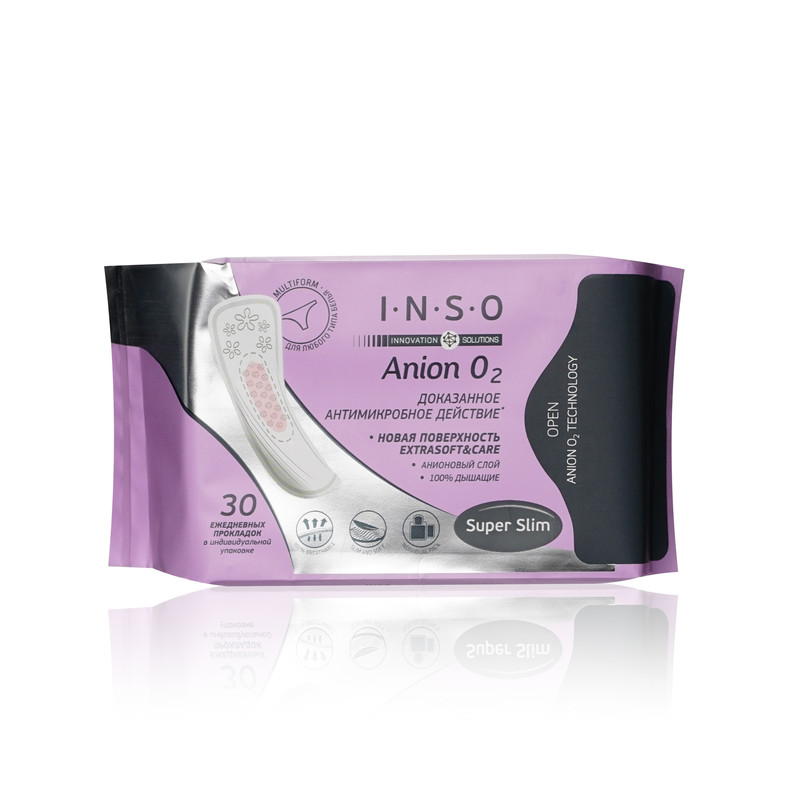 Ежедневные прокладки INSO Anion O2 multiform с анионовым слоем 30шт женские прокладки inso anion o2 super 16шт