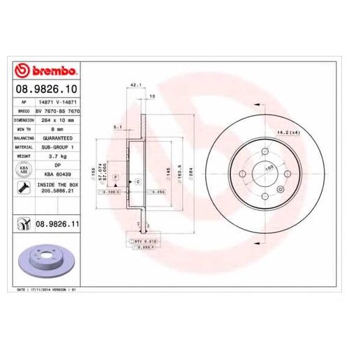 

Тормозной диск brembo задний для Citroe/Peugeot 8982610