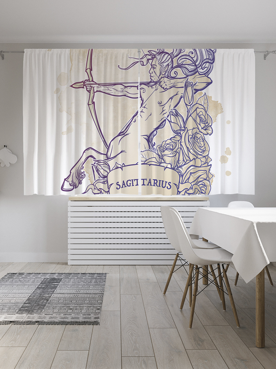 

Шторы JoyArty с фотопечатью "Стрелец в розах" из сатена, 290х180 см, Стрелец в розах