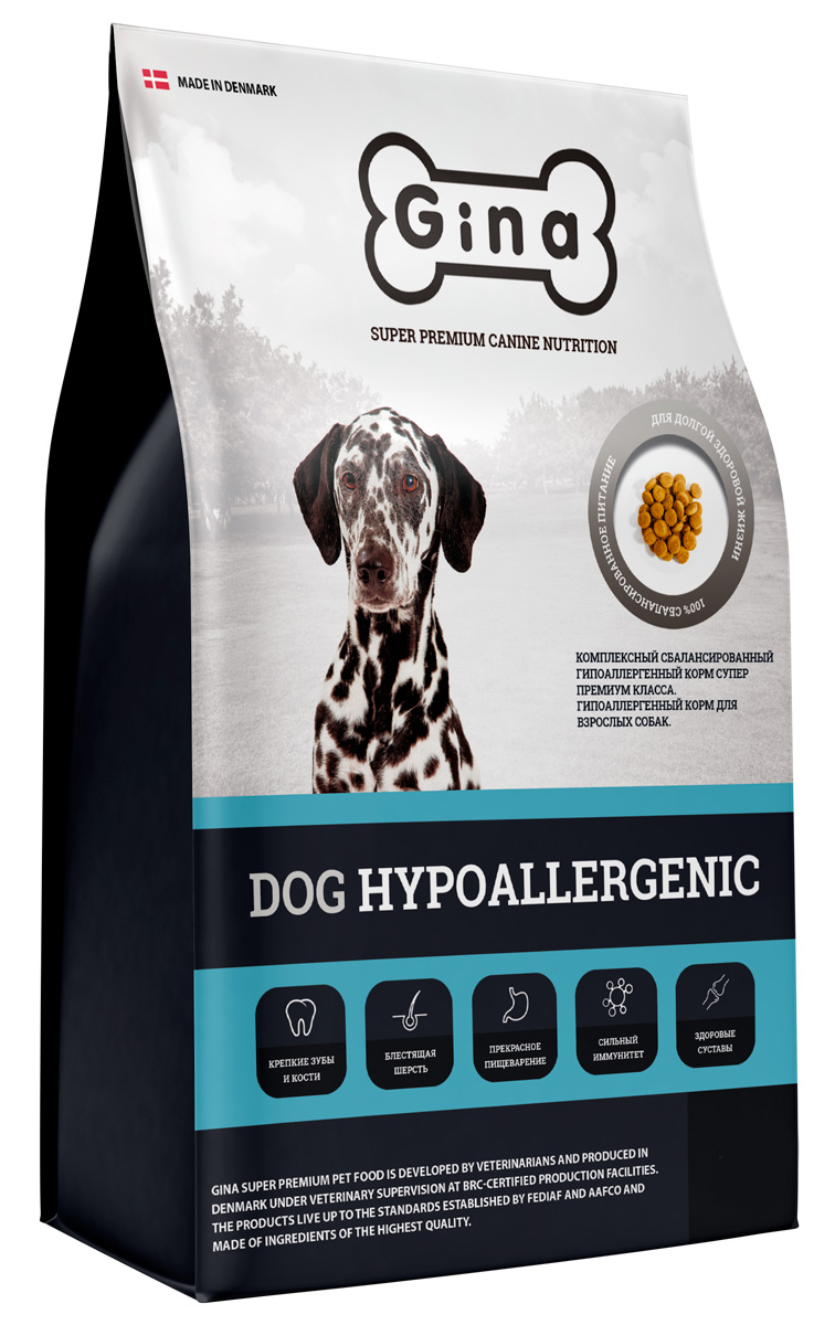 фото Сухой корм для собак gina dog hypoallergenic , утка, рис, 7.5кг