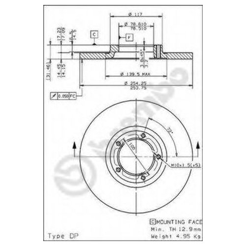 фото Тормозной диск передний brembo 08501310 для ford transit