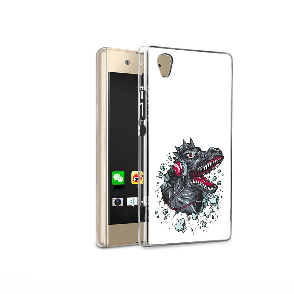 

Чехол MyPads Tocco для Sony Xperia XA1 Ultra Нарисованный динозавр в наушниках, Прозрачный, Tocco