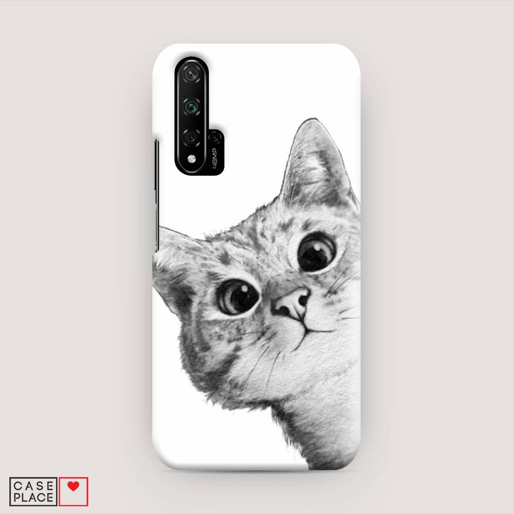 фото Чехол awog "кот рисунок черно-белый" для honor 20