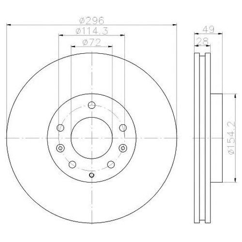 

Тормозной диск передний Hella 8DD355115781 для Mazda CX-7