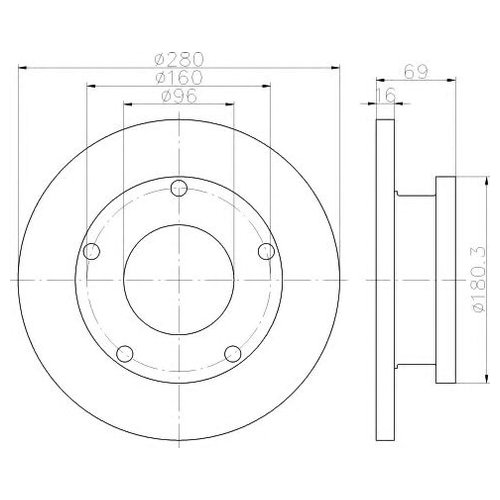 фото Тормозной диск задний hella 8dd355113811 для ford transit hella pagid/behr