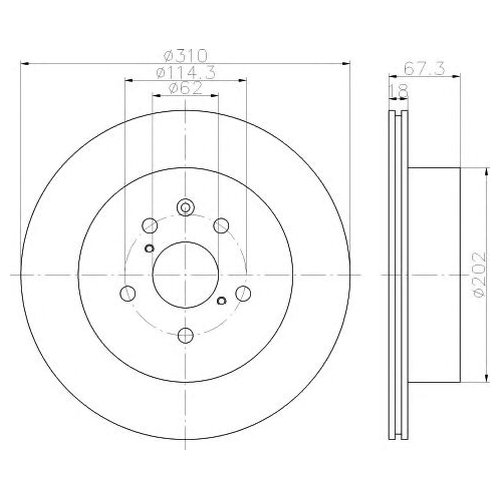 

Тормозной диск задний Hella 8DD355112881 для Lexus GS, IS II; Toyota Crown, Mark X X