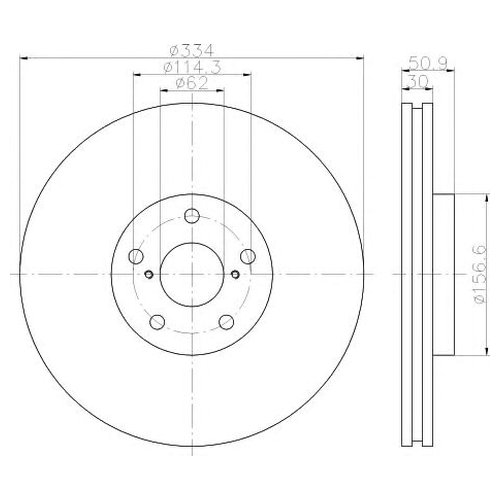 Тормозной диск передний Hella 8DD355112871 для Lexus GS, IS III, RC