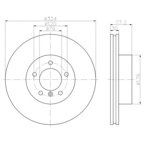 

Тормозной диск передний Hella 8DD355109921 для BMW 5 серия E60,E61, 6 серия E63,E64