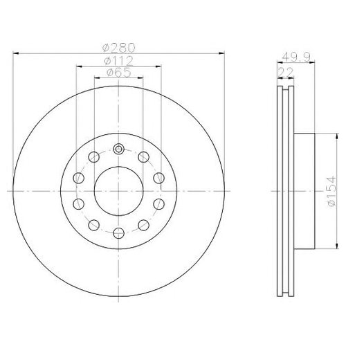 Тормозной диск передний Hella 8DD355109561