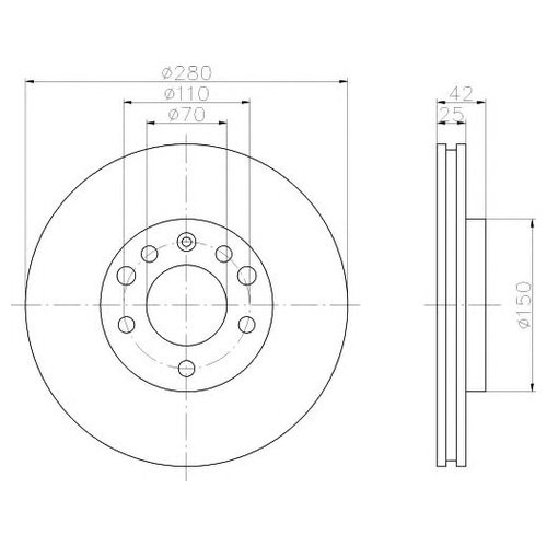

Тормозной диск передний Hella 8dd355106071