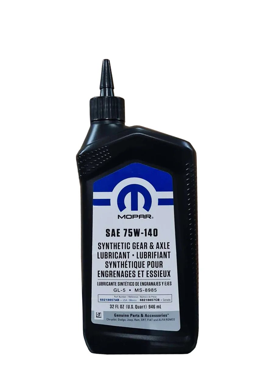 фото Трансмиссионное масло mopar synthetic gear & axle lubricant sae 75w-140 (0,946л)