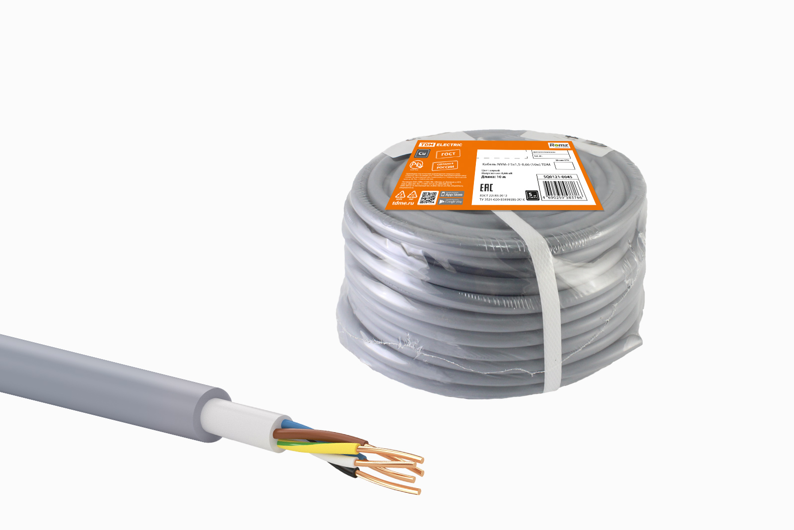 фото Кабель tdm electric nym-j 5х1,5-0,66 (10м) sq0121-0045