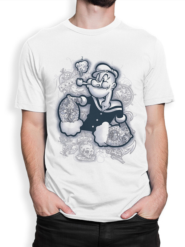 фото Футболка мужская design heroes моряк попай - popeye sailor белая xl