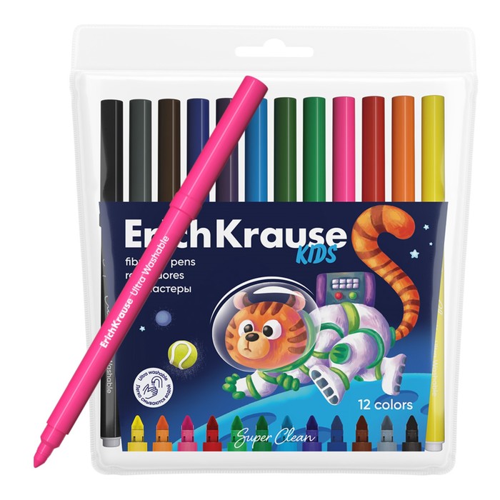 Фломастеры ErichKrause Kids Space Animals 12 цветов 565₽