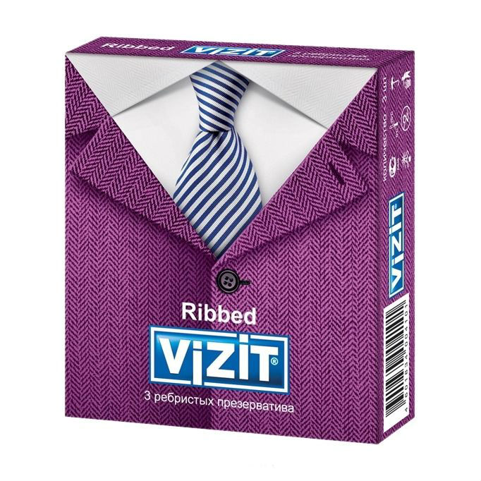 Купить Презервативы VIZIT Ribbed с кольцевым рифлением 3 шт., Визит