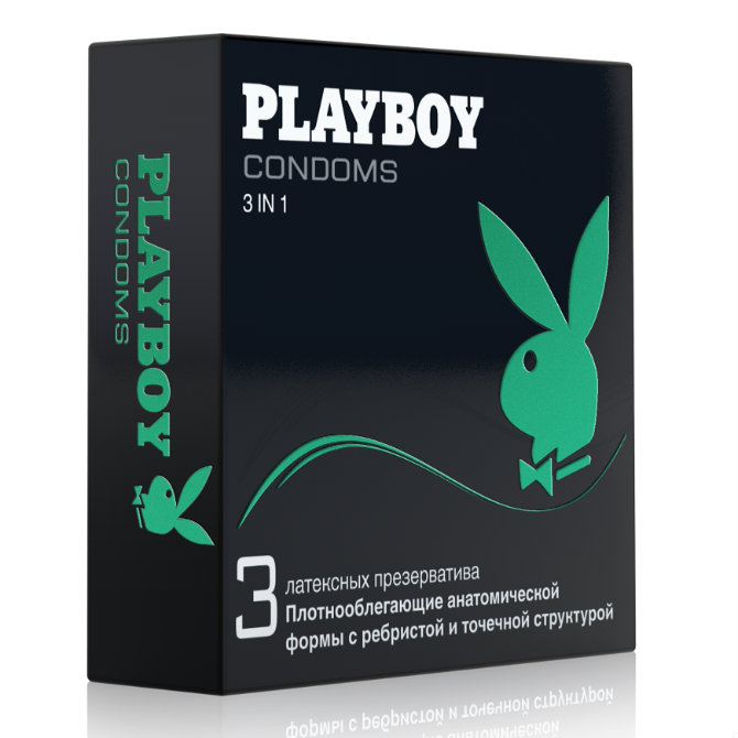 фото Презервативы playboy 3 в 1 плотнооблегающие с ребристой и точечной поверхностью 3 шт.