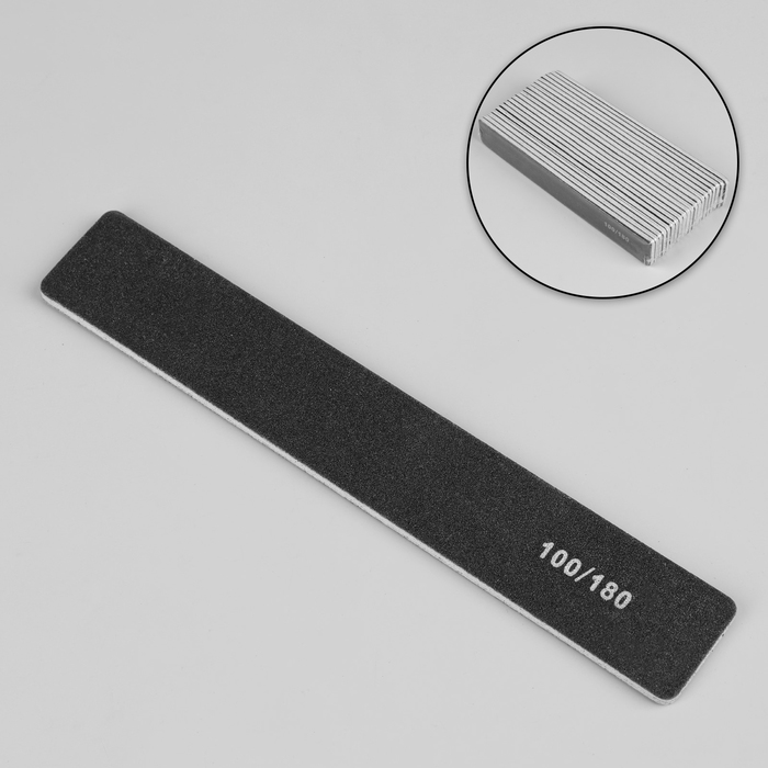 Пилка-наждак, абразивность 100/180, 18 см, фасовка 20 шт, цвет чёрный (20 шт) портмоне на кнопке для купюр для карт для монет цвет чёрный
