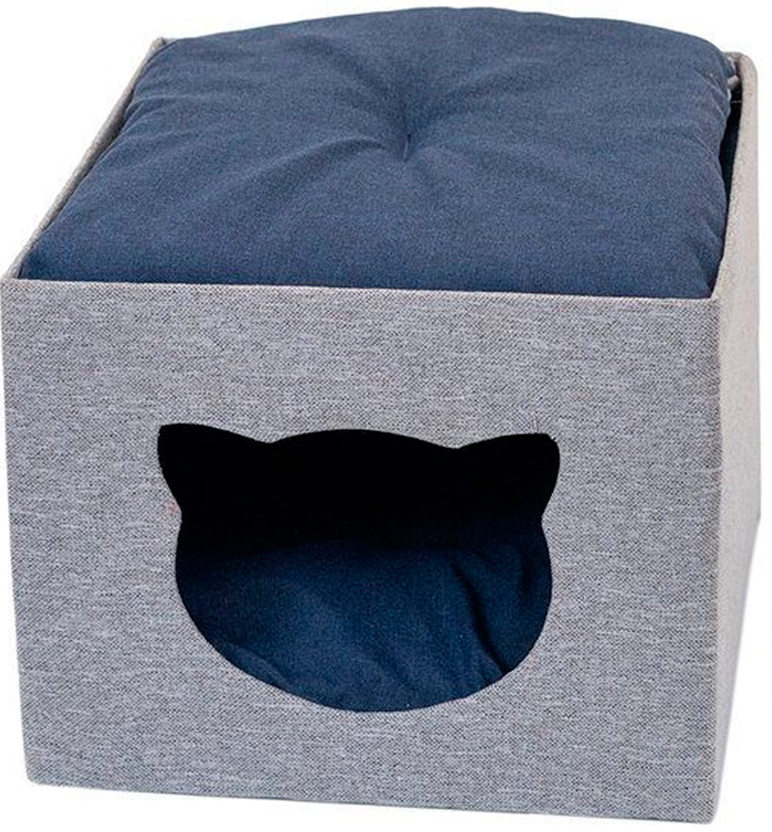 

Домик для кошек Дарэлл Navy рогожка, серый, синий, 35x35x30см, Navy