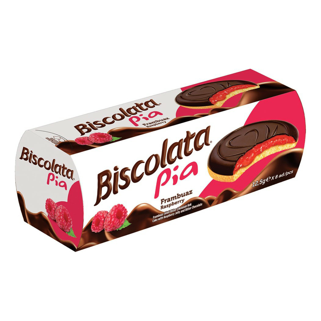 Печенье Biscolata бисквитное глазированное с малиновой начинкой 100 г