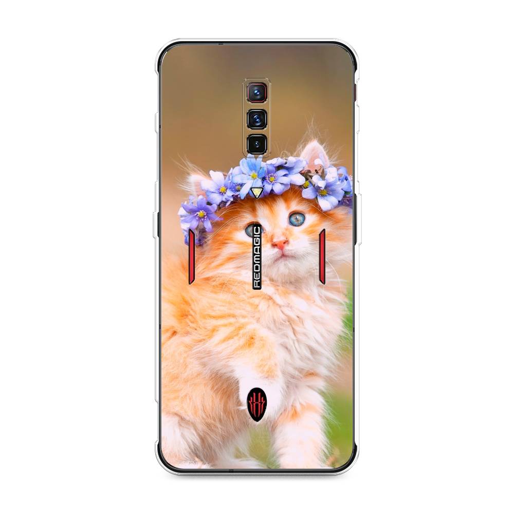 

Чехол Awog на ZTE Nubia Red Magic 6 / ЗТЕ Нубиа Ред Мэджик 6 "Рыжий кот в венке", Разноцветный, 135150-1