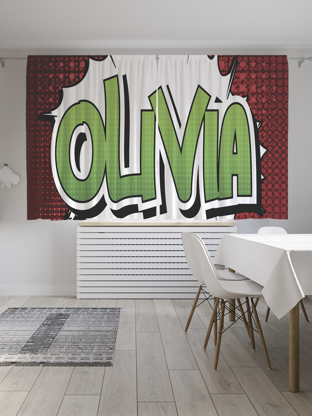 

Шторы JoyArty с фотопечатью "Оливия" из сатена, 290х180 см, Оливия