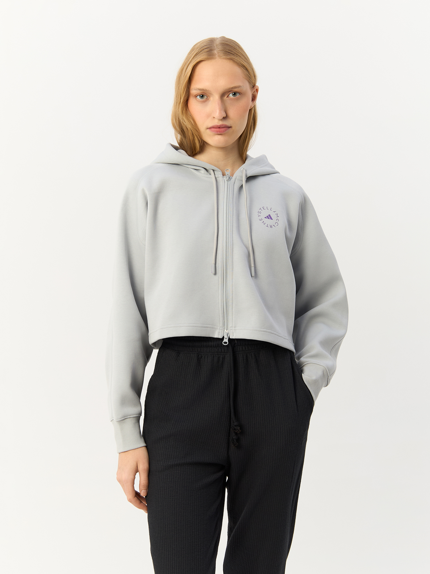 Толстовка женская Adidas By Stella McCartney Cropped Hoodie HI6063 серая XS