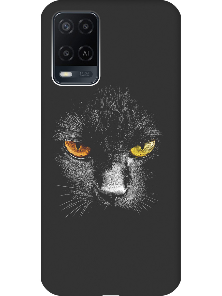 

Силиконовый чехол на Oppo A54 с принтом "Котик с янтарными глазами" матовый черный, Черный;белый;золотистый, 726147112