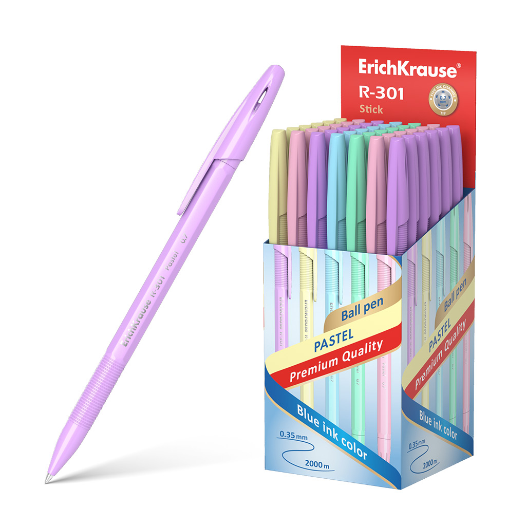 

Ручка шариковая ErichKrause R-301 Stick Pastel 55387 0,7 цвет синий 50 штук