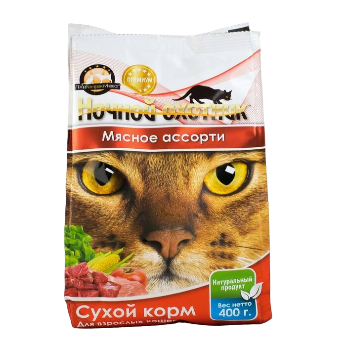 Сухой корм для кошек Ночной охотник мясное ассорти 400 г