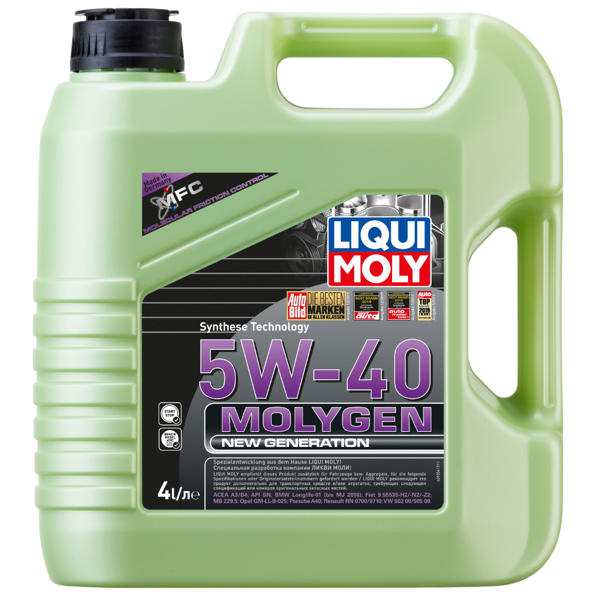 

Моторное масло LIQUI MOLY cинтетическое Molygen New Generation 5W40 4л, Liqui Moly Molygen New Generation