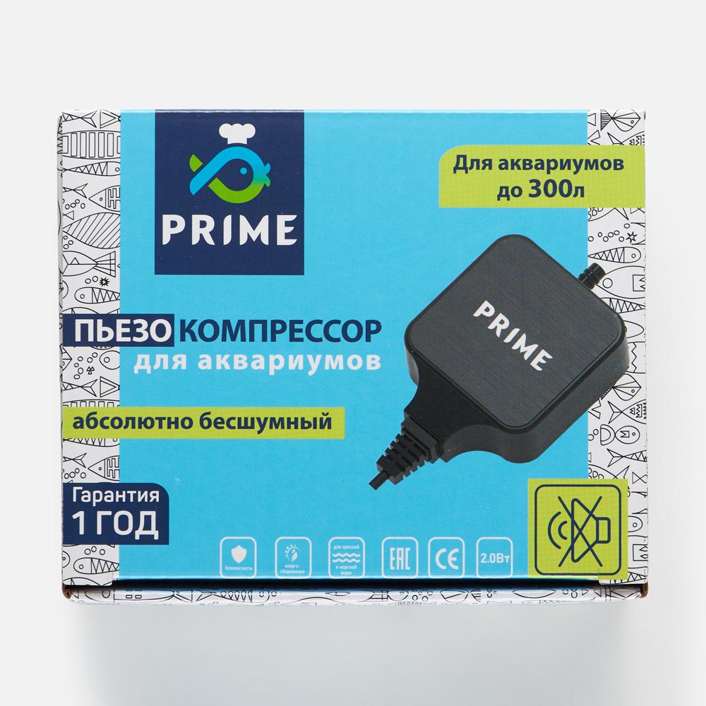 Компрессор для аквариума Prime PR-AD-6000 одноканальный, 36 л/ч, до 70 см