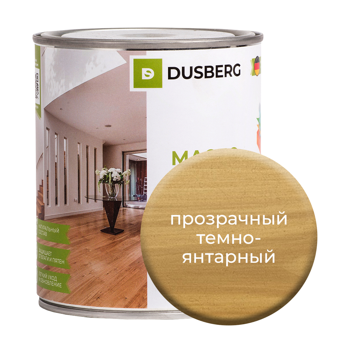 Масло Dusberg с твердым воском на бесцветной основе, 750 мл Прозрачный темно-янтарный