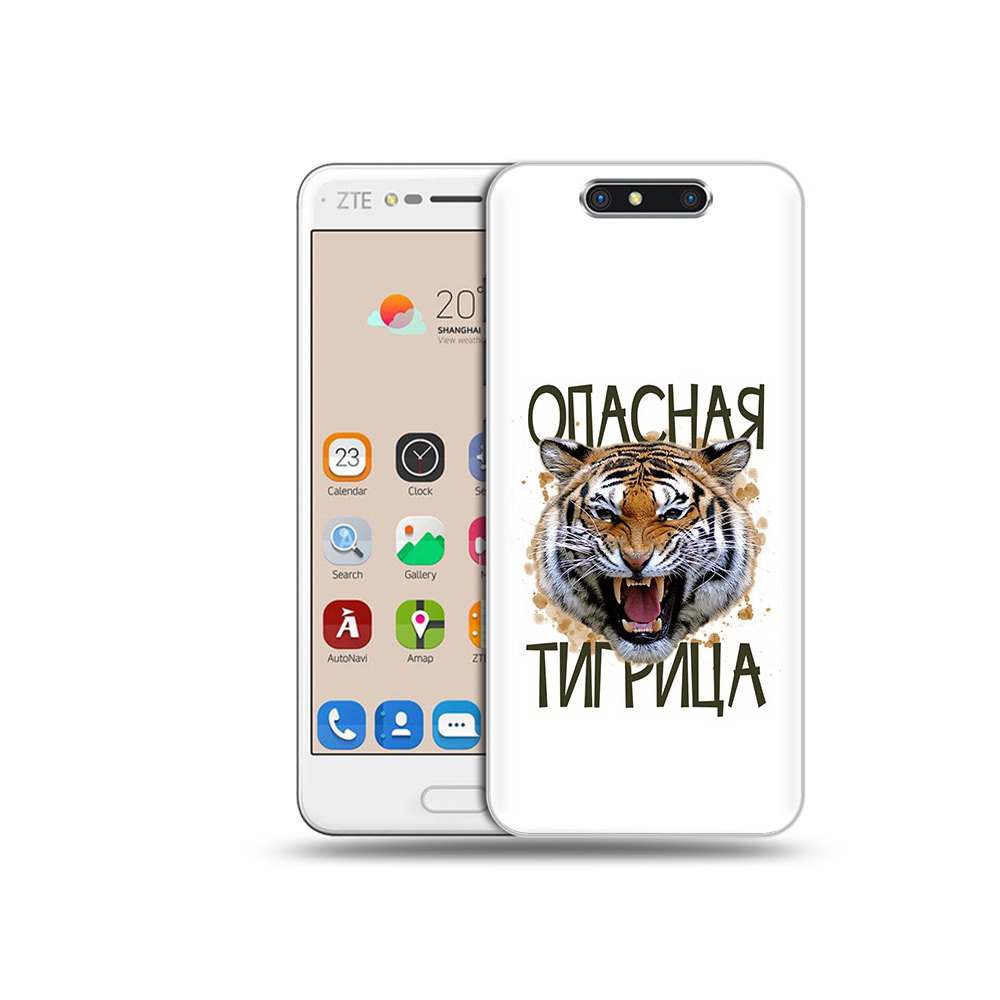 

Чехол MyPads Tocco для ZTE Blade V8 опасная тигрица (PT100217.451.527), Прозрачный, Tocco