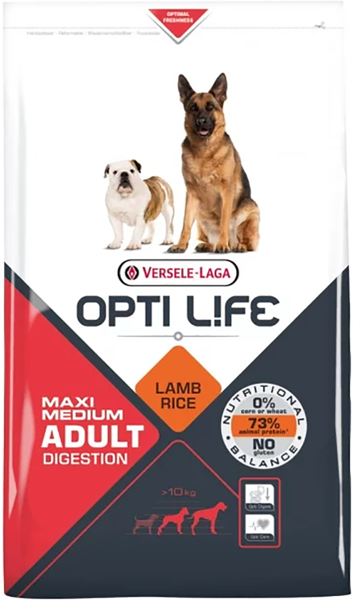 фото Сухой корм для собак versele-laga opti life digestion medium & maxi, ягненок, рис, 12.5кг