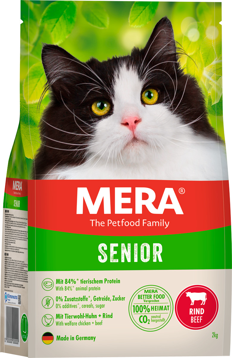 фото Сухой корм для кошек mera senior , говядина, 2кг