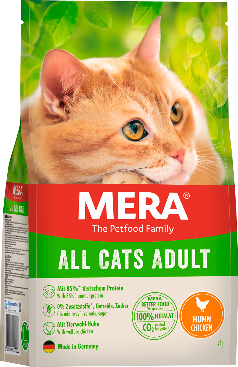 фото Сухой корм для кошек mera all cats adult беззерновой , курица, 2кг