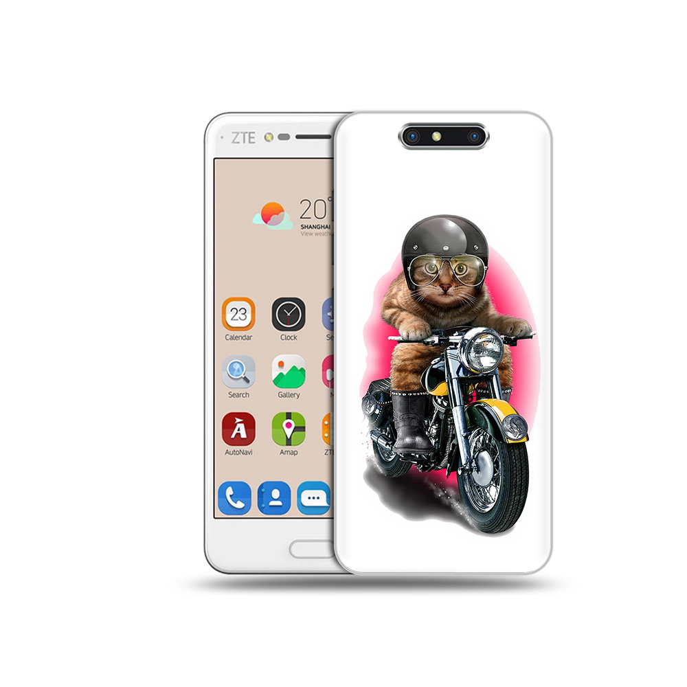 

Чехол MyPads Tocco для ZTE Blade V8 мото-кот (PT100217.451.485), Прозрачный, Tocco