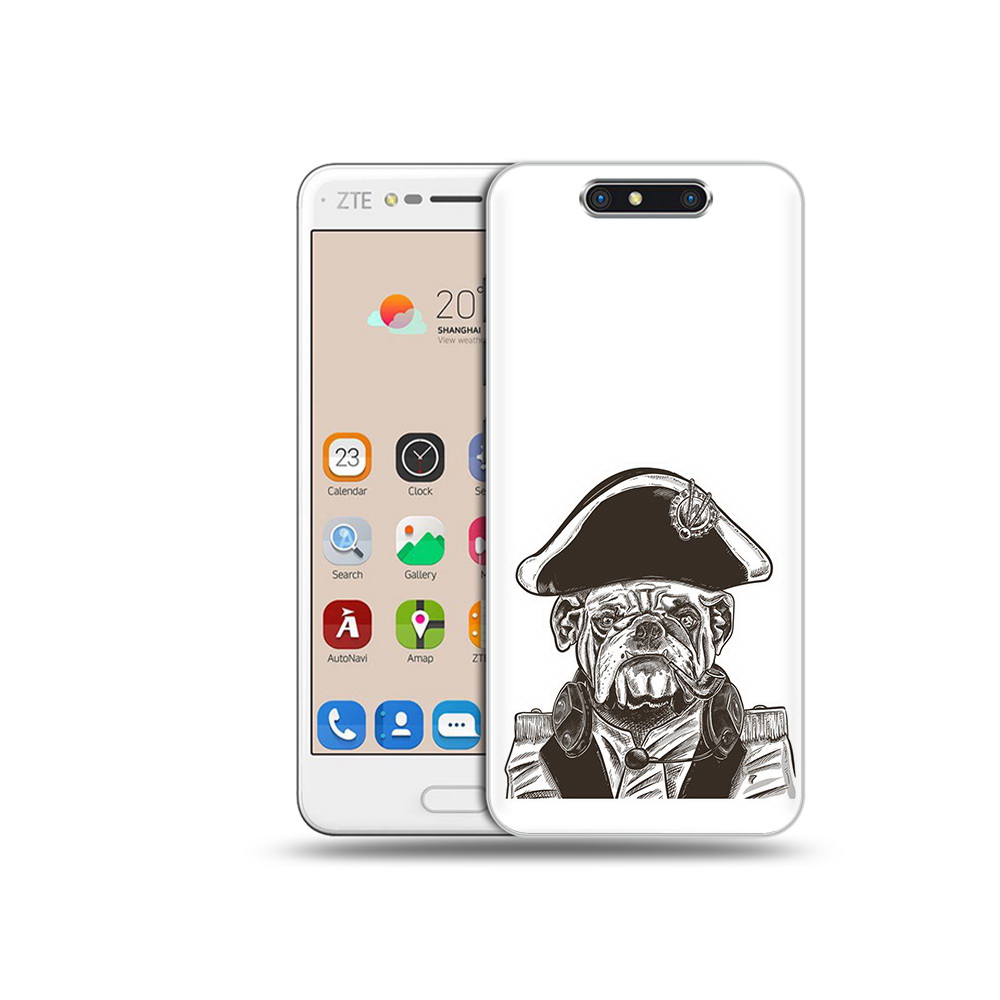 

Чехол MyPads Tocco для ZTE Blade V8 мопс генерал (PT100217.451.483), Прозрачный, Tocco