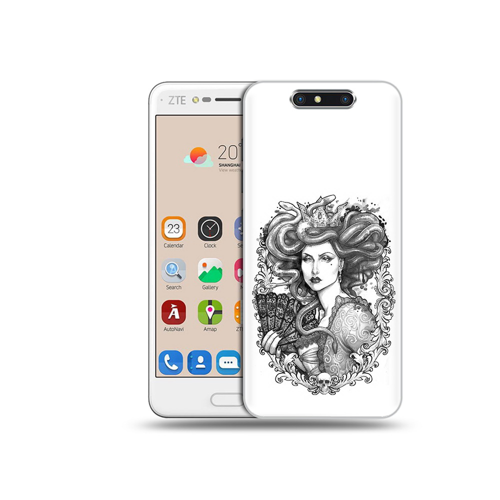 

Чехол MyPads Tocco для ZTE Blade V8 медуза черно белый (PT100217.451.472), Прозрачный, Tocco