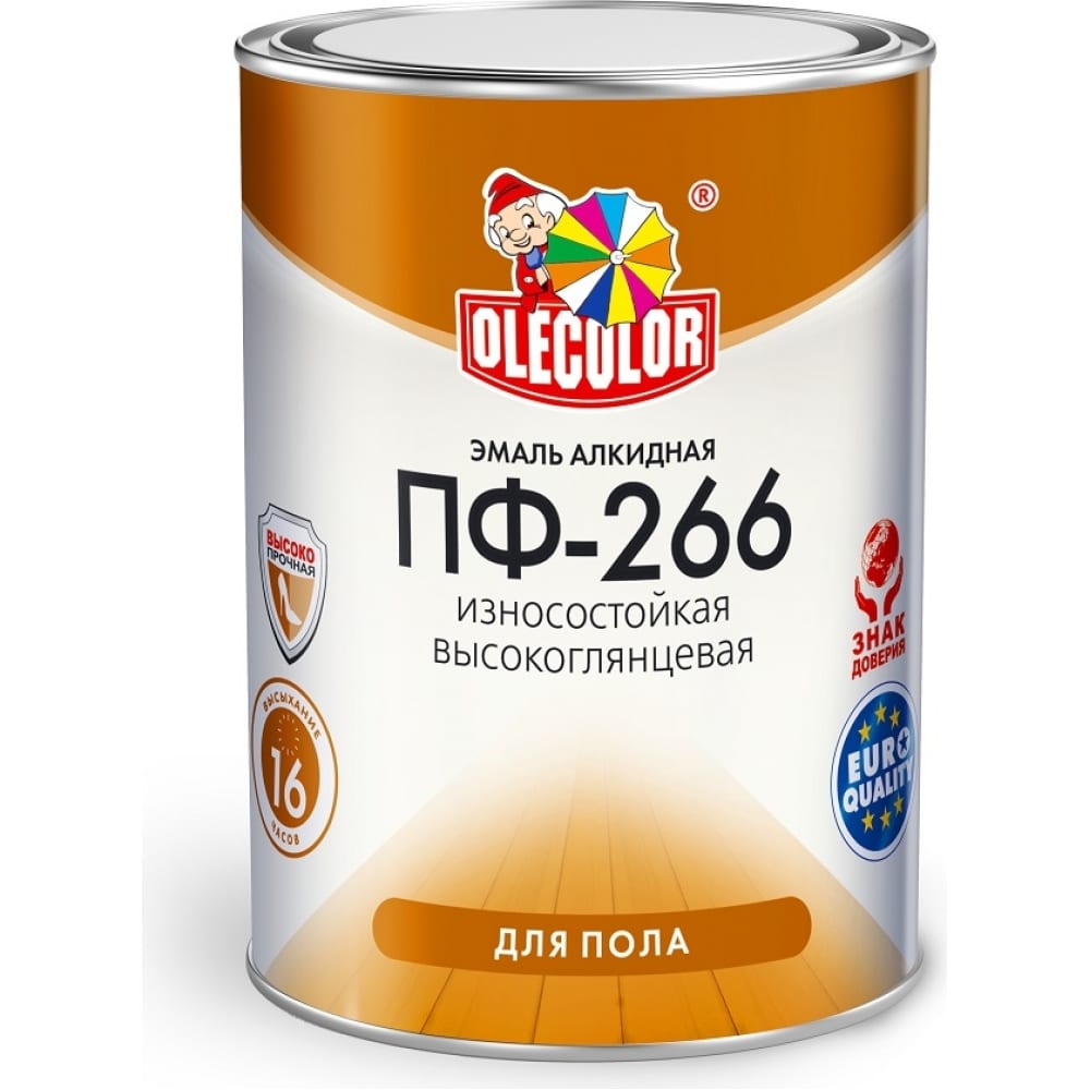 OLECOLOR Эмаль ПФ-266 для пола красно-коричневый (0.9 кг) 4300000272