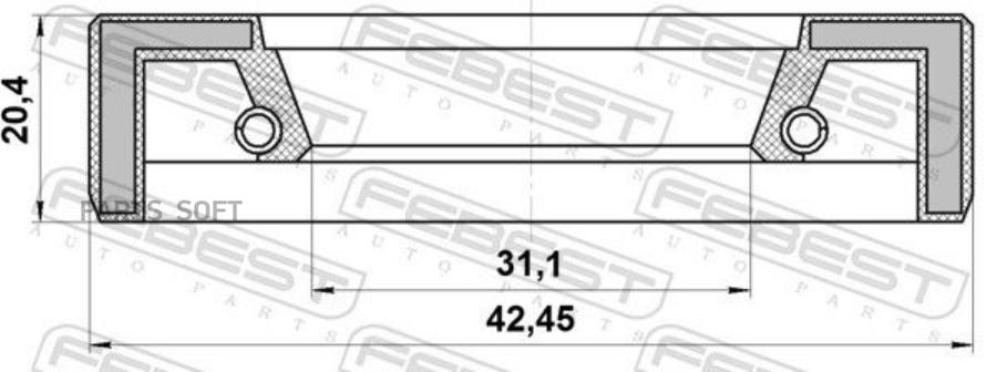 Сальник Датчика Фаз Газораспределения 31.1X42.45X8.6X20.4 FEBEST 95fay33420920x