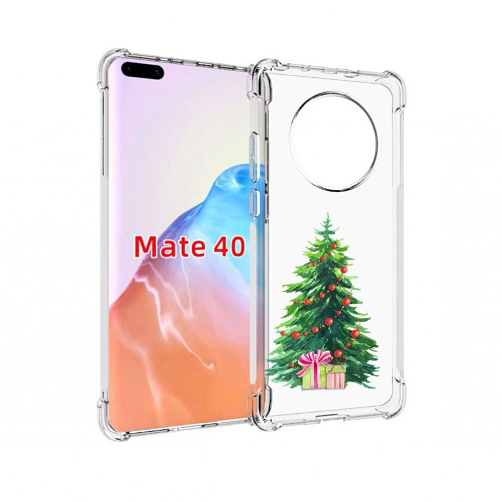 

Чехол MyPads Tocco для Huawei Mate 40 Елка новогодняя с подарками акварель, Прозрачный, Tocco
