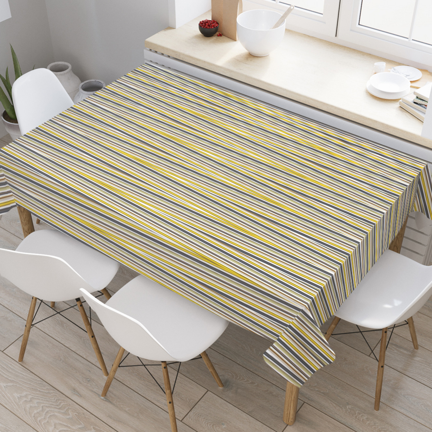

Скатерть прямоугольная на кухонный стол JoyArty "Скрещенные полосы" из оксфорда, 180x145см, Желтый, Скрещенные полосы
