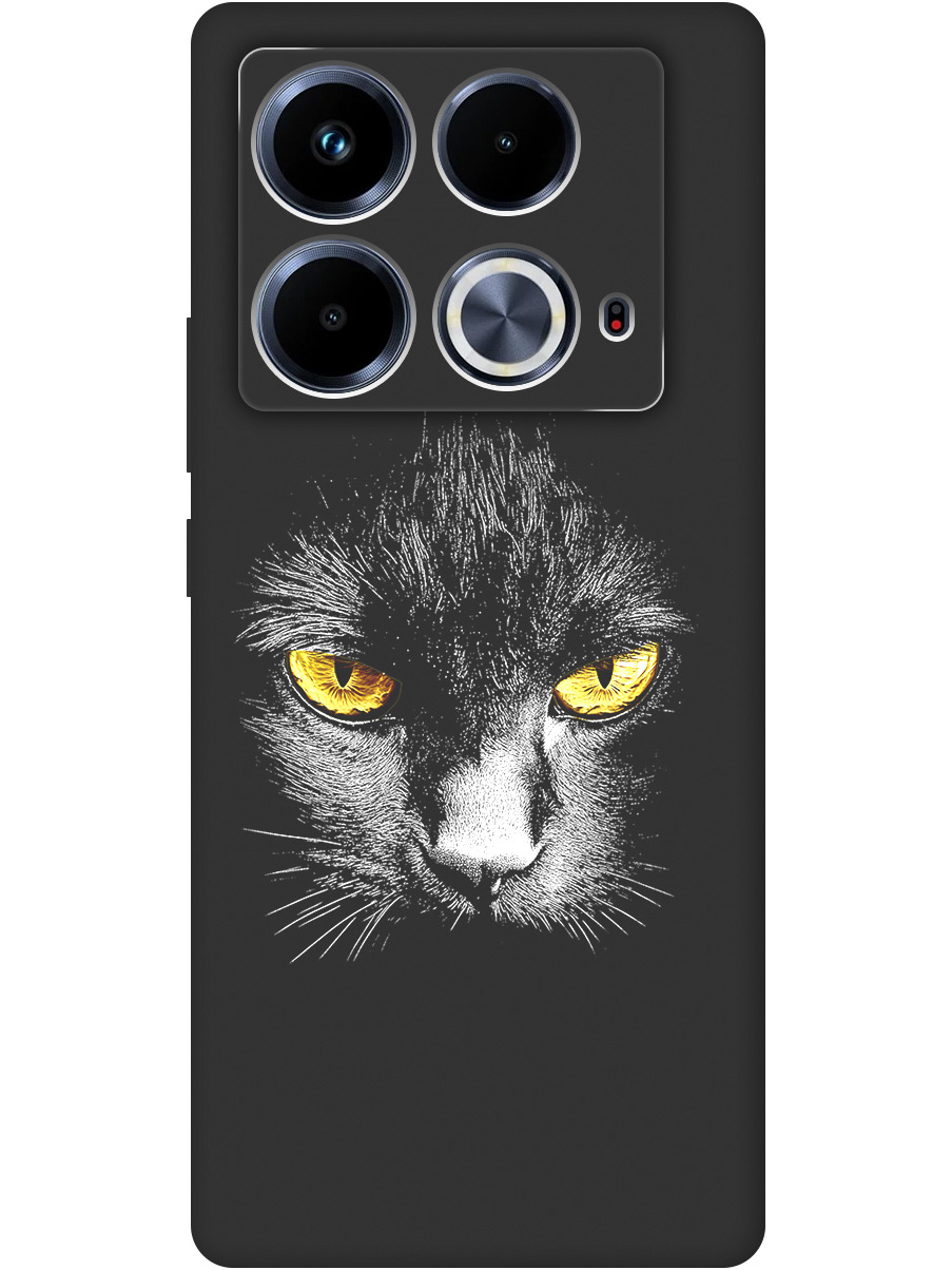 

Силиконовый чехол на Infinix Note 40 с принтом "Котик с янтарными глазами" матовый черный, Черный;белый;золотистый, 782626412